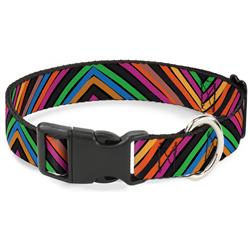 Plastic Clip Collar - Chevron Freehand CLOSE-UP Multi Color