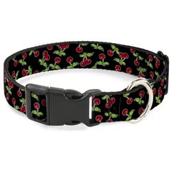 Plastic Clip Collar - Cherries Scattered Black