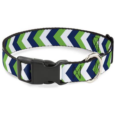 Plastic Clip Collar - Chevron White/Bright Green/Navy
