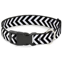 Plastic Clip Collar - Chevron3 White/Black