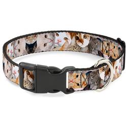Plastic Clip Collar - Cat Faces Stacked