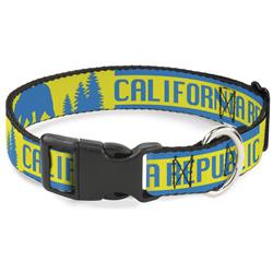 Plastic Clip Collar - CALIFORNIA REPUBLIC/Bear/Stars Silhouette Yellow/Blue
