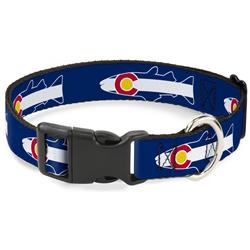 Plastic Clip Collar - Colorado Trout Flag/Snowy Mountains Blues/White/Red/Yellow