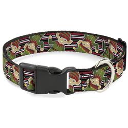 Plastic Clip Collar - Christmas Elves/Stripes Black/Red/White/Green