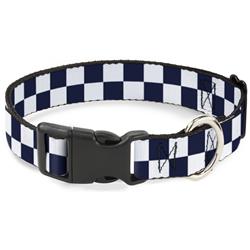 Plastic Clip Collar - Checker Midnight Blue/White