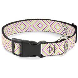 Plastic Clip Collar - Square Lines White/Fluorescent Orange/Pink/Yellow