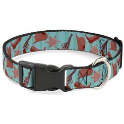 Plastic Clip Collar - Sheriff's Gear/Vertical Stripe Turquoise/Browns
