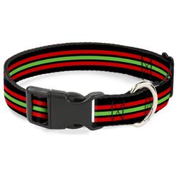 Plastic Clip Collar - Stripe Trio Black/Red/Green/Black
