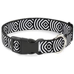 Plastic Clip Collar - Square Target White/Black