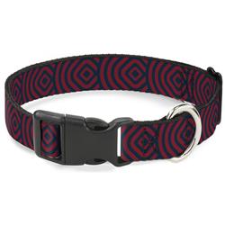 Plastic Clip Collar - Square Target Red/Navy
