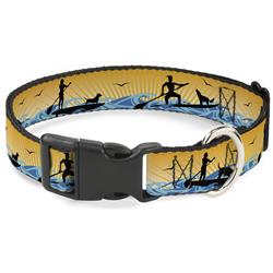 Plastic Clip Collar - SUP w/Dog Yellows/Blues/Black