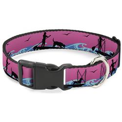 Plastic Clip Collar - SUP w/Dog Pink/Blues/Black