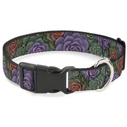 Plastic Clip Collar - Succulents Stacked Green/Pink/Orange