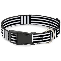 Plastic Clip Collar - Stripe Blocks Black/White