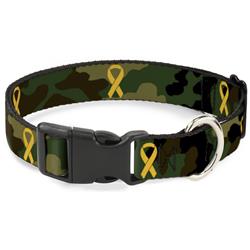Plastic Clip Collar - Support Our Troops Camo Olive/Yellow Ribbon