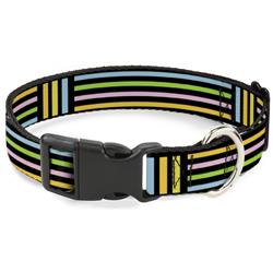 Plastic Clip Collar - Stripe Blocks Black/Multi Pastel