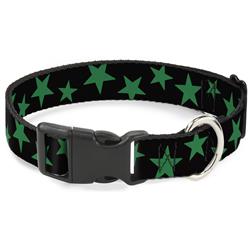 Plastic Clip Collar - Stars Scattered Black/Green