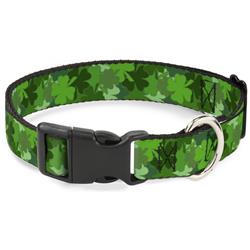 Plastic Clip Collar - St. Pat's Stacked Shamrocks Greens