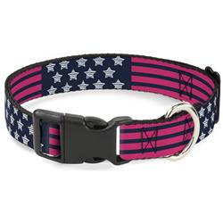 Plastic Clip Collar - Stars & Stripes2 Blue/White/Pink
