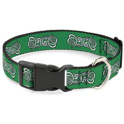 Plastic Clip Collar - Celtic Knot2 Greens/Black/White