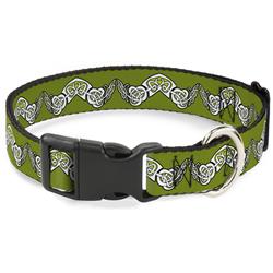 Plastic Clip Collar - Celtic Knot3 Olives/Black/White