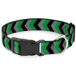 Plastic Clip Collar - Chevron Green/Black/Gray