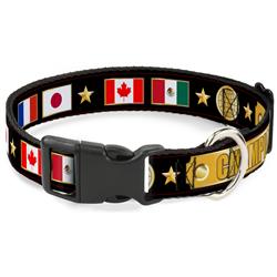 Plastic Clip Collar - CHAMPION Belt/Flags/Stars Black/Golds