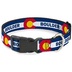 Plastic Clip Collar - Colorado BOULDER Flag Blue/White/Red/Yellow