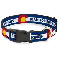 Plastic Clip Collar - Colorado MANITOU SPRINGS Flag Blue/White/Red/Yellow