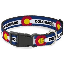 Plastic Clip Collar - COLORADO Text Flag Blue/White/Red/Yellow