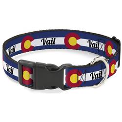 Plastic Clip Collar - Colorado VAIL Flag Blue/White/Red/Yellow