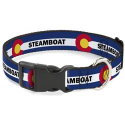 Plastic Clip Collar - Colorado STEAMBOAT Flag Blue/White/Red/Yellow