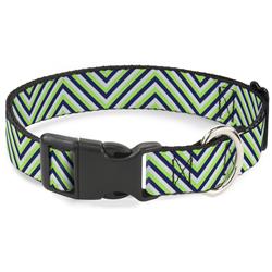 Plastic Clip Collar - Chevron Stripe White/Neon Green/Navy