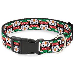 Plastic Clip Collar - Christmas Penguin Flip/Stripe Green/White/Orange/Black