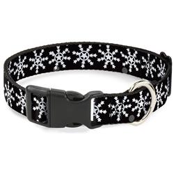 Plastic Clip Collar - Starry Snowflakes Black/White/Gray