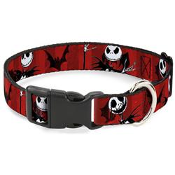 Plastic Clip Collar - Nightmare Before Christmas Jack Poses/Bats Red Stripe