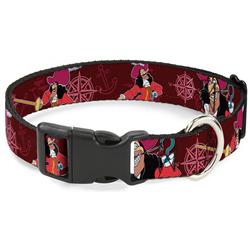 Plastic Clip Collar - Captain Hook Poses/Nautical Elements Burgundy