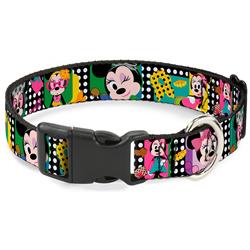 Plastic Clip Collar - Mini Minnie Fashion Poses/Polka Dot Black/White/Multi Color
