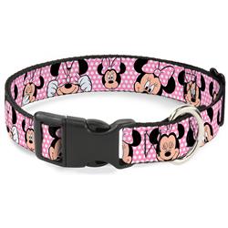 Plastic Clip Collar - Minnie Mouse Expressions Polka Dot Pink/White