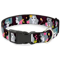 Plastic Clip Collar - Princess Silhouettes Dots Black/Purple/Gray/Multi Color