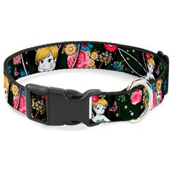 Plastic Clip Collar - Tinker Bell Poses/Sleeping Floral Collage