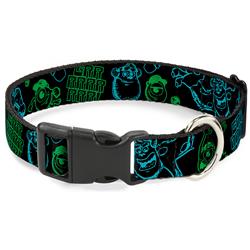 Plastic Clip Collar - Monsters Inc. Sully & Mike Poses/GRRRRR! Black/Turquoise/Green