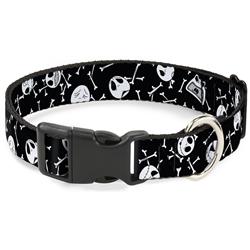 Plastic Clip Collar - Jack Expressions/Bones Scattered Black/White