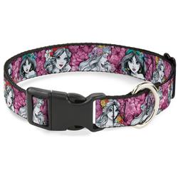 Plastic Clip Collar - Princess Sketch Poses/Floral Collage Pinks/Grays