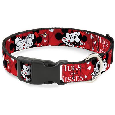 Plastic Clip Collar - Mickey & Minnie HUGS & KISSES Poses Reds/White