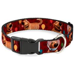 Plastic Clip Collar - Dug 4-Poses/Balloons/Paw Print Reds