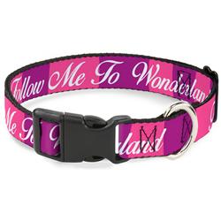 Plastic Clip Collar - Cheshire Cat Stripe/FOLLOW ME TO WONDERLAND Pink/Purple/White