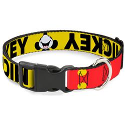 Plastic Clip Collar - MICKEY Smiling Up Pose Flip/Buttons Yellow/Black/Red