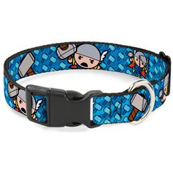 Plastic Clip Collar - Kawaii Thor Poses/Hammer Monogram Blues