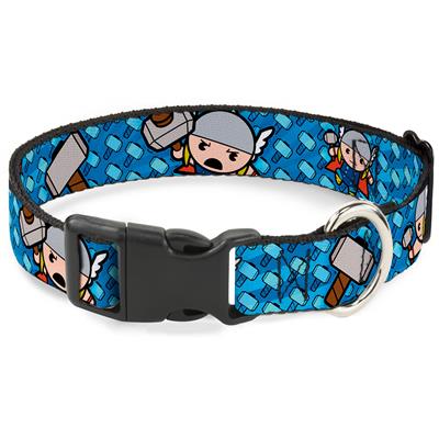 Plastic Clip Collar - Kawaii Thor Poses/Hammer Monogram Blues